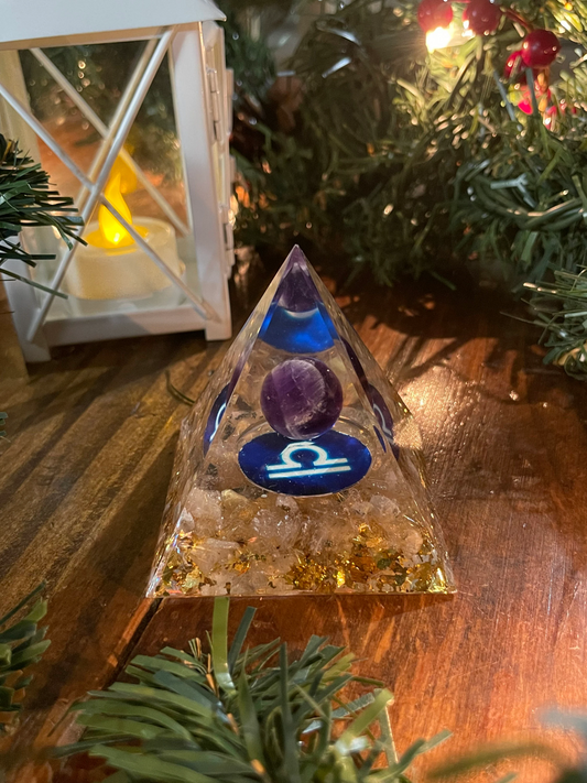 Libra Orgone Pyramid-Reiki Healing- Natural Crystal Meditation stone- Energy Generator- EMF Protection- Home Decor