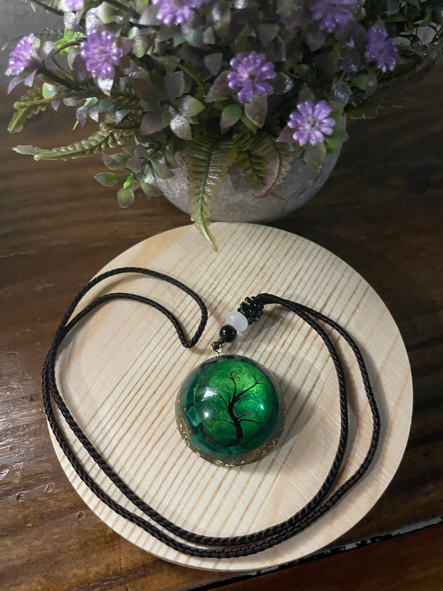 Natural Malachite Stone Orgonite Necklace-Tree of Life Crystal Orgone Pendant Necklace- Spiritual EMF Protection Chakra Healing Orgone Gift