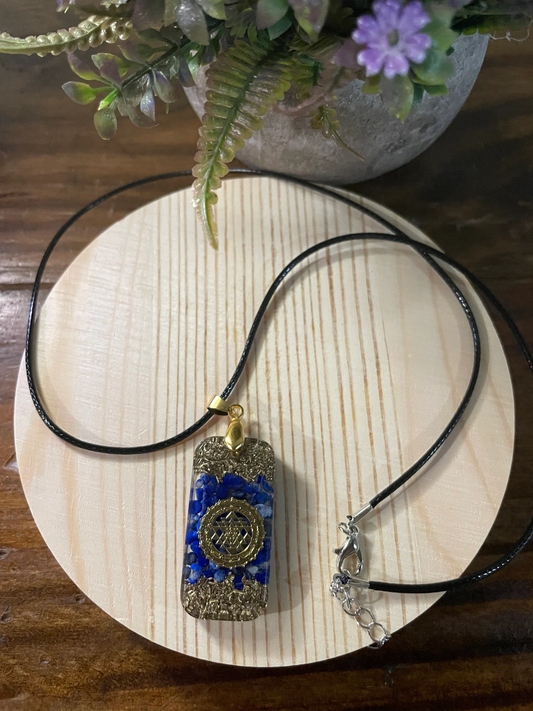 Orgone Orgonite Pendant Gold Labradorite necklace-Sacred Geometry Pendant-EMF Protection