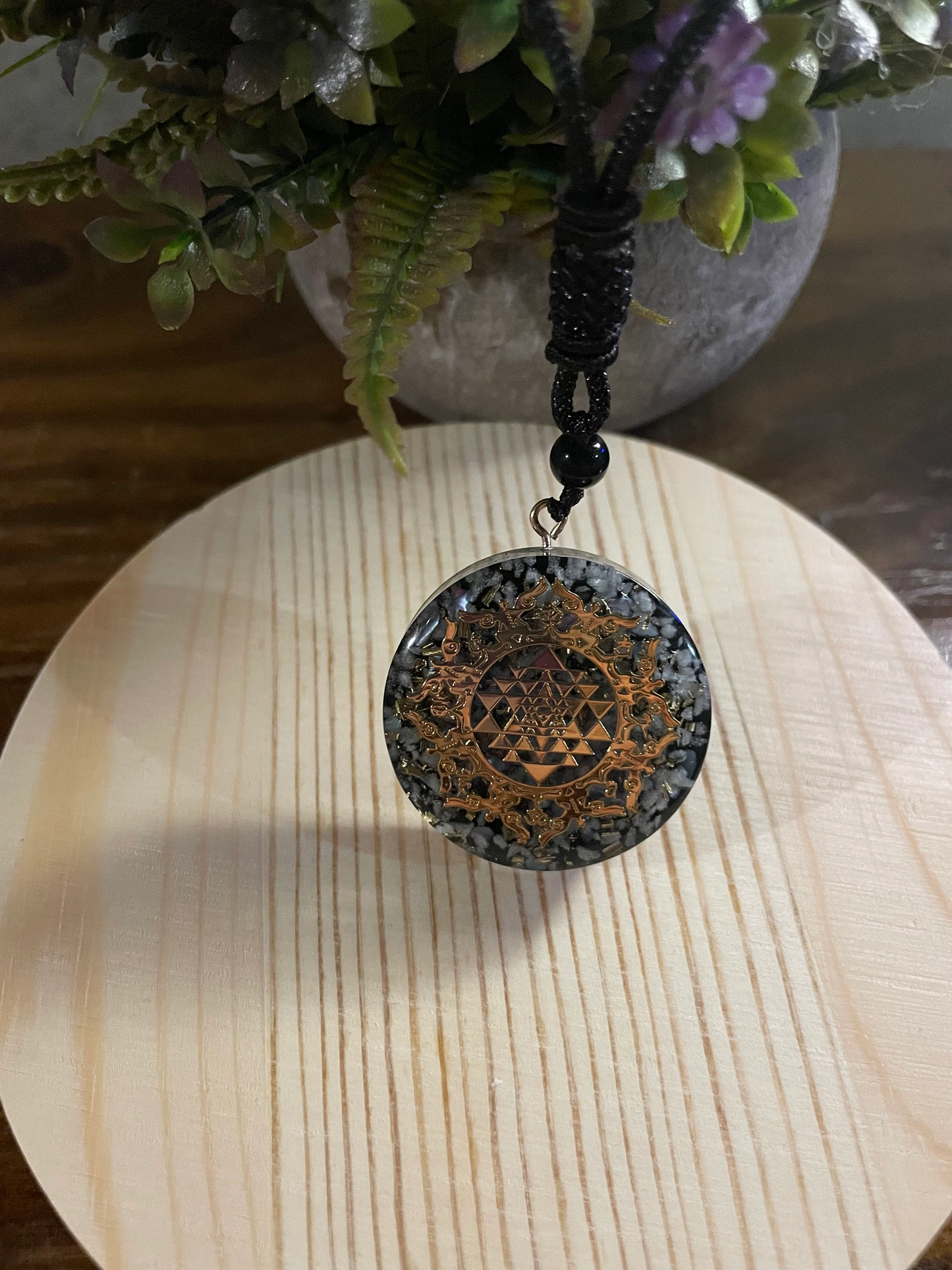 Orgonite Natural Moonstone Crystal Pendant Necklace-Sacred Geometry Pendant-EMF Protection Chakra Healing Orgone-Orgonite Gift