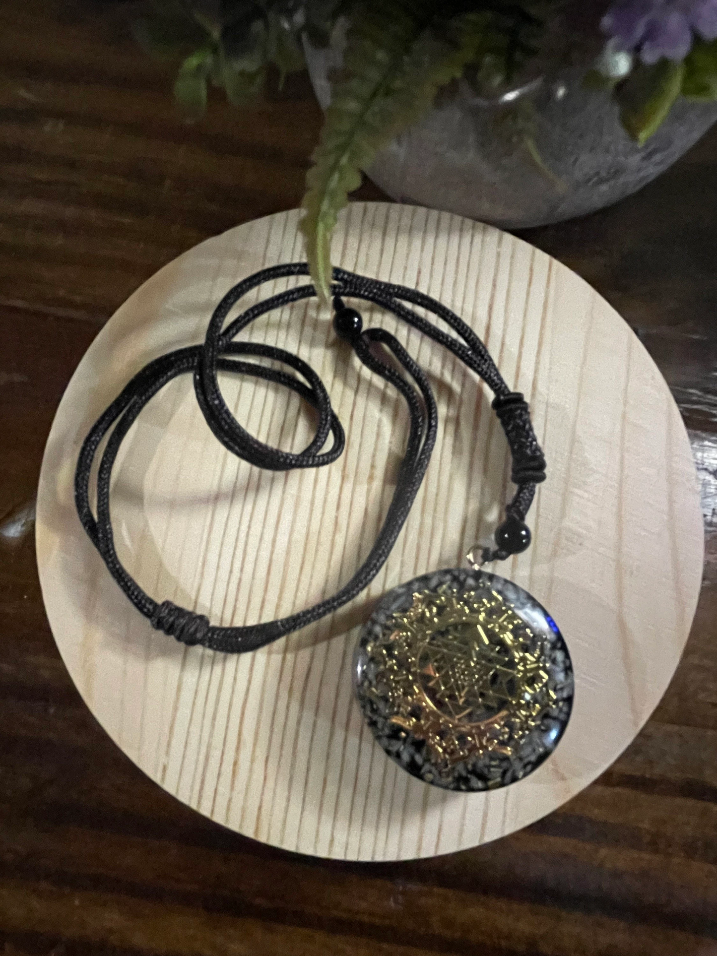 Orgonite Natural Moonstone Crystal Pendant Necklace-Sacred Geometry Pendant-EMF Protection Chakra Healing Orgone-Orgonite Gift