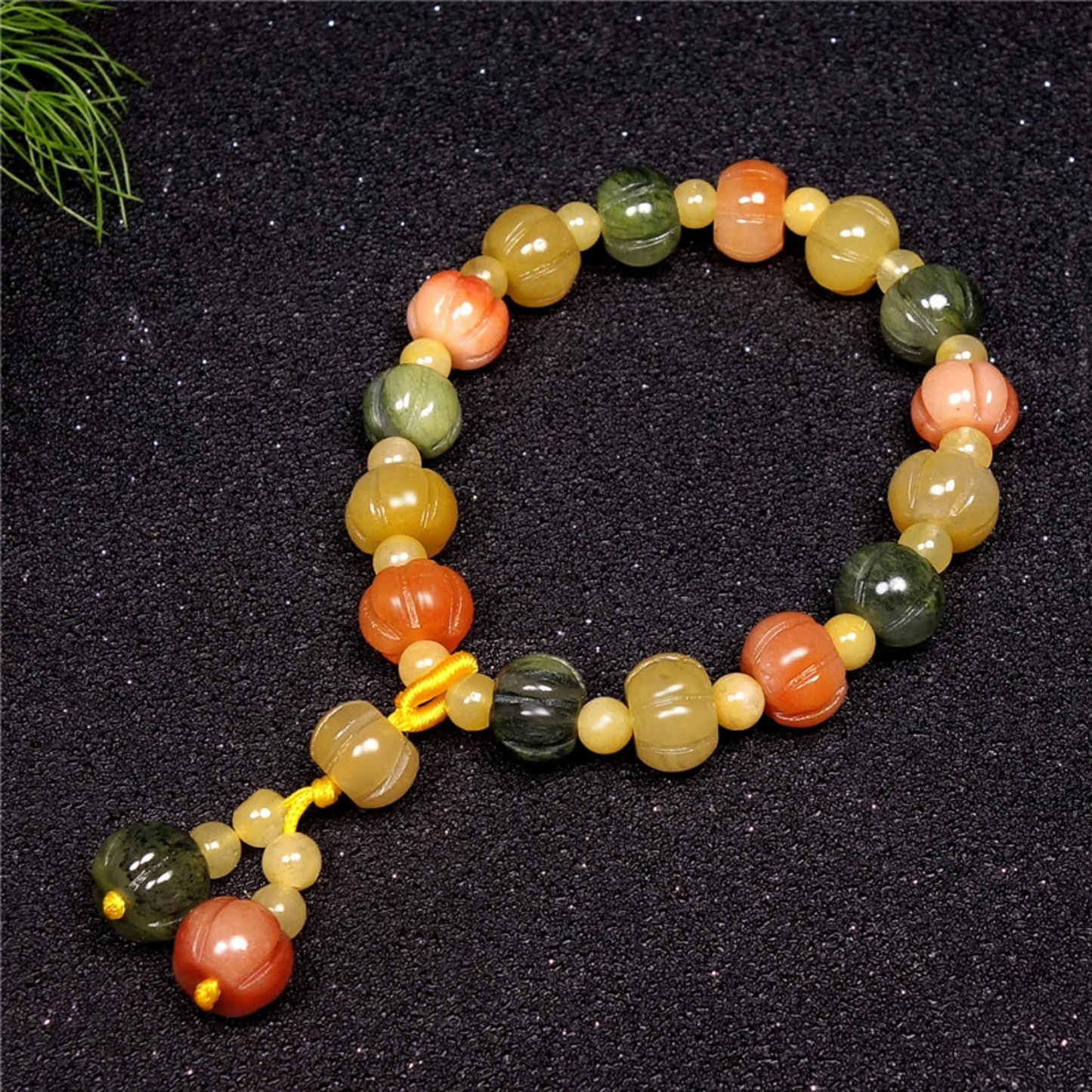 Natural gold Jade- Pumpkin Carved Bracelet