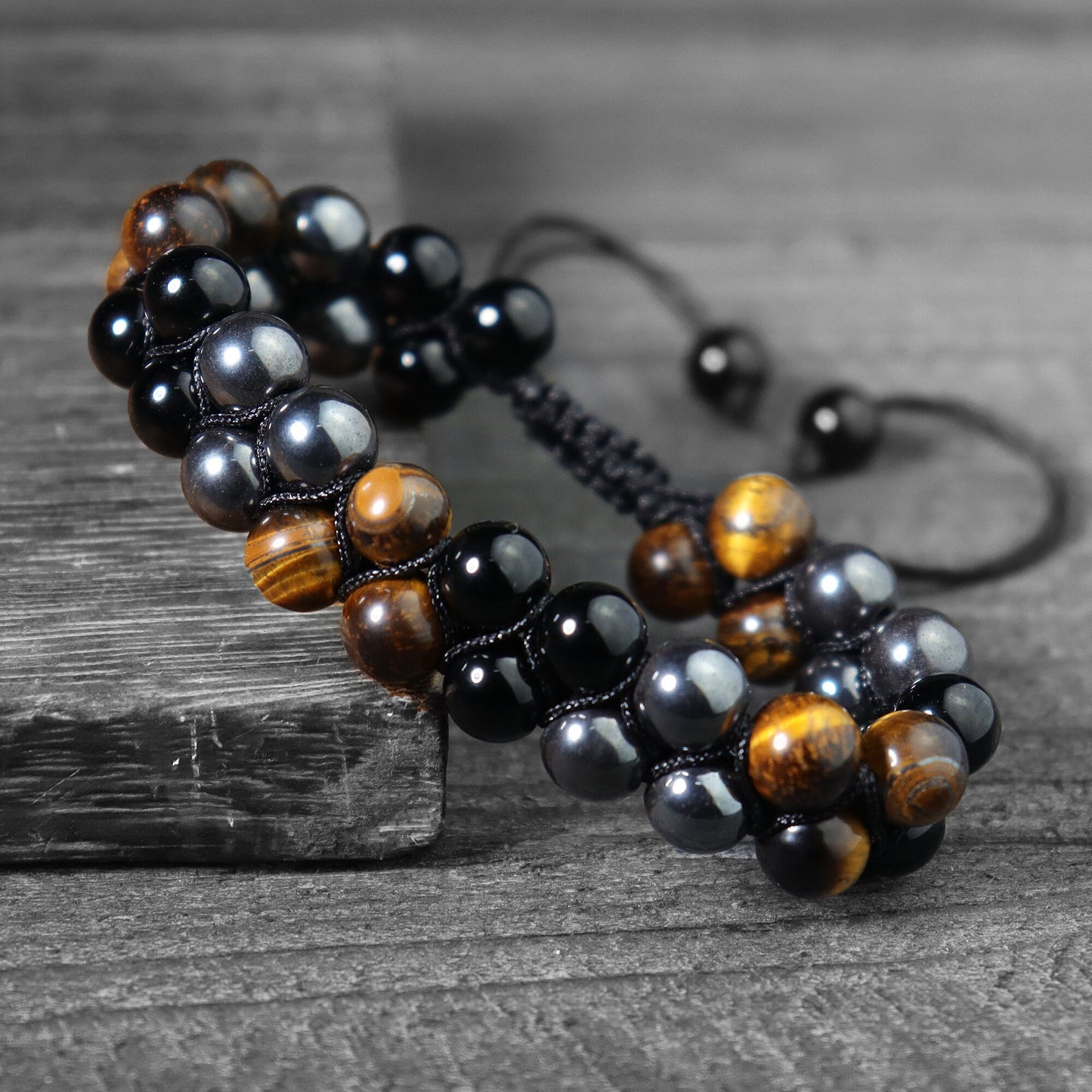 Triple Protection Bracelet With Tiger's Eye, Black Obsidian and Hematite- Gift